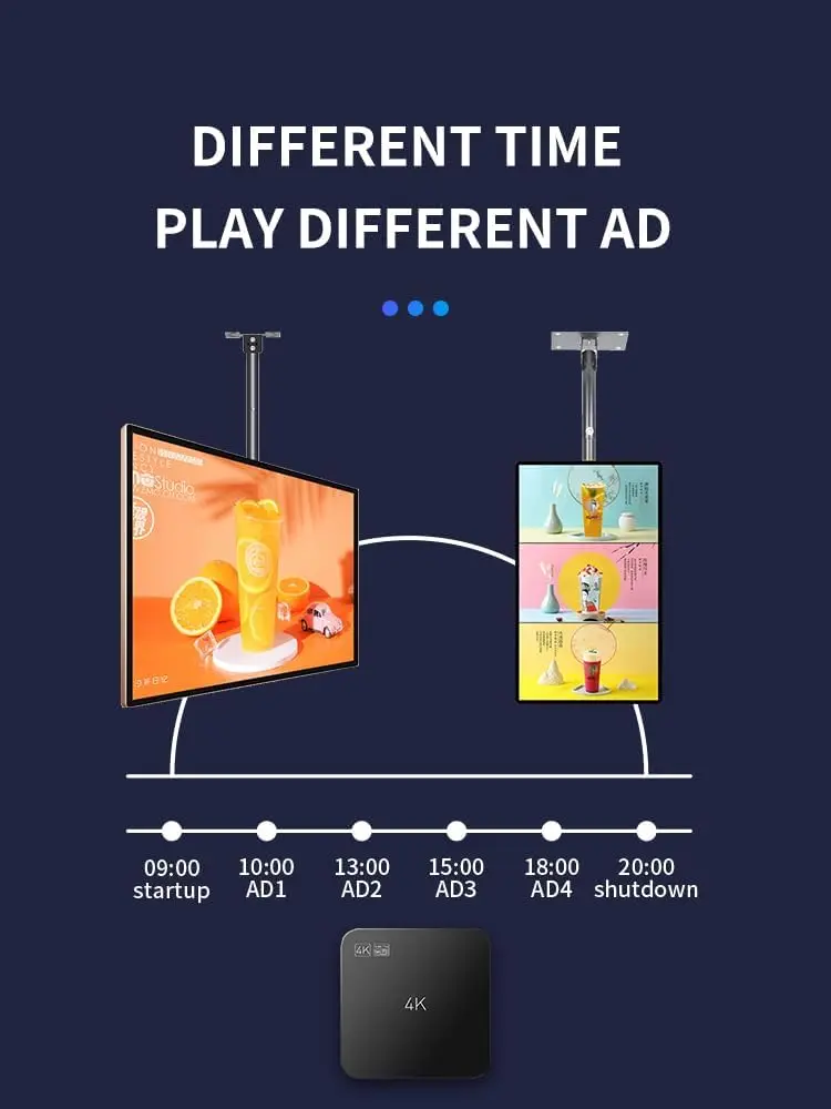 Hanging Wall Mounted Hd Screen Lcd Advertising Display Electronic Digital Menu Board For Restaurant/Cafe Shop