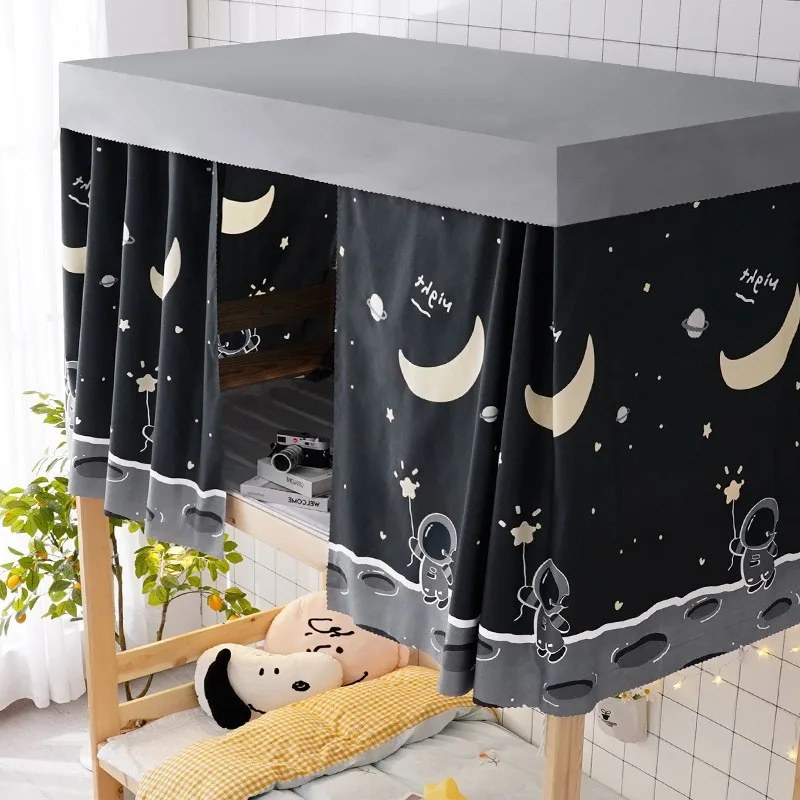 Shading breathable cartoon digital printing one-side bed curtains 1.2m height single loft bed canopy upper and down beds curtain