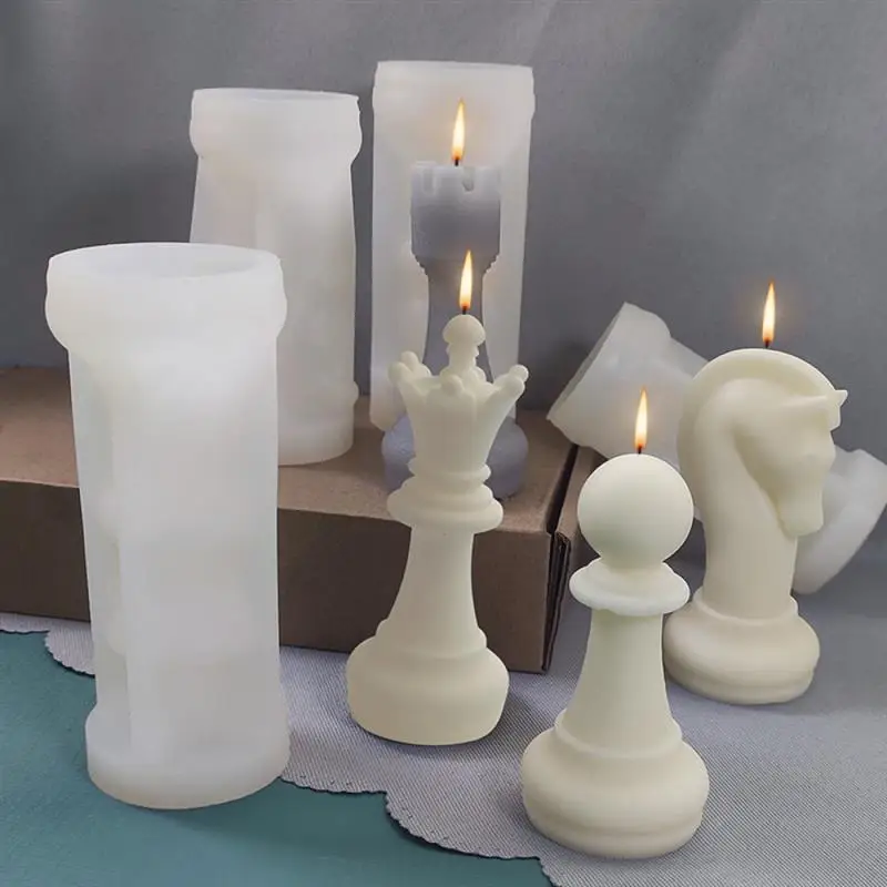 3D Chess Candle Silicone Mold Handmade Aromatherapy Candle Wax Mold Creative Ornament UV Resin Mould DIY Craft Making Home Deco