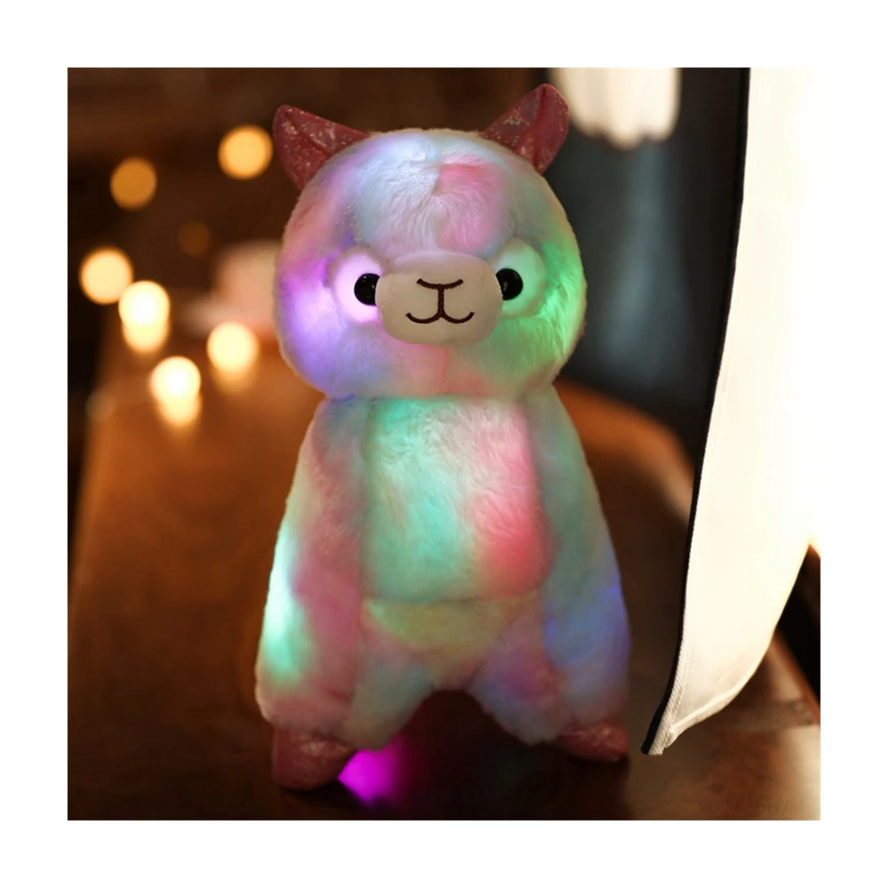 Led Light Alpaca Stuffed Animal Toy Lights Luminous Plush Alpaca Doll Plush Toy Custom Size Logo