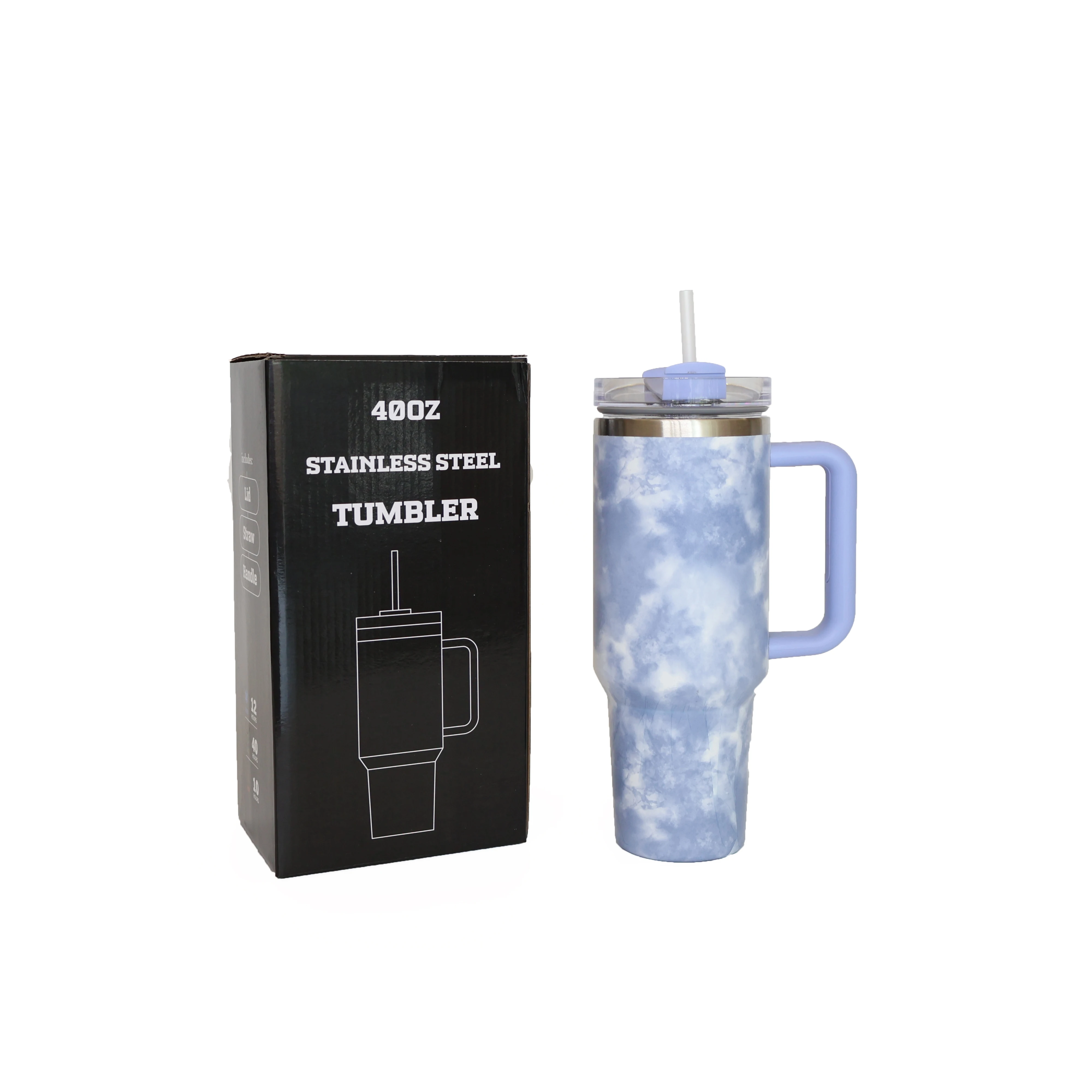 USA Warehouse Insulated Stainless Steel Water Bottle Cup Travel Coffee Mug Tie Dye Swirl Polar 40 oz Tumbler