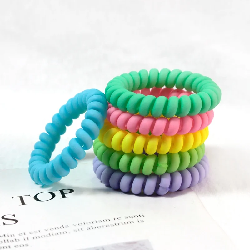 simple and colorful coil shape rubber band elastic telephone hair ties for women and  girls