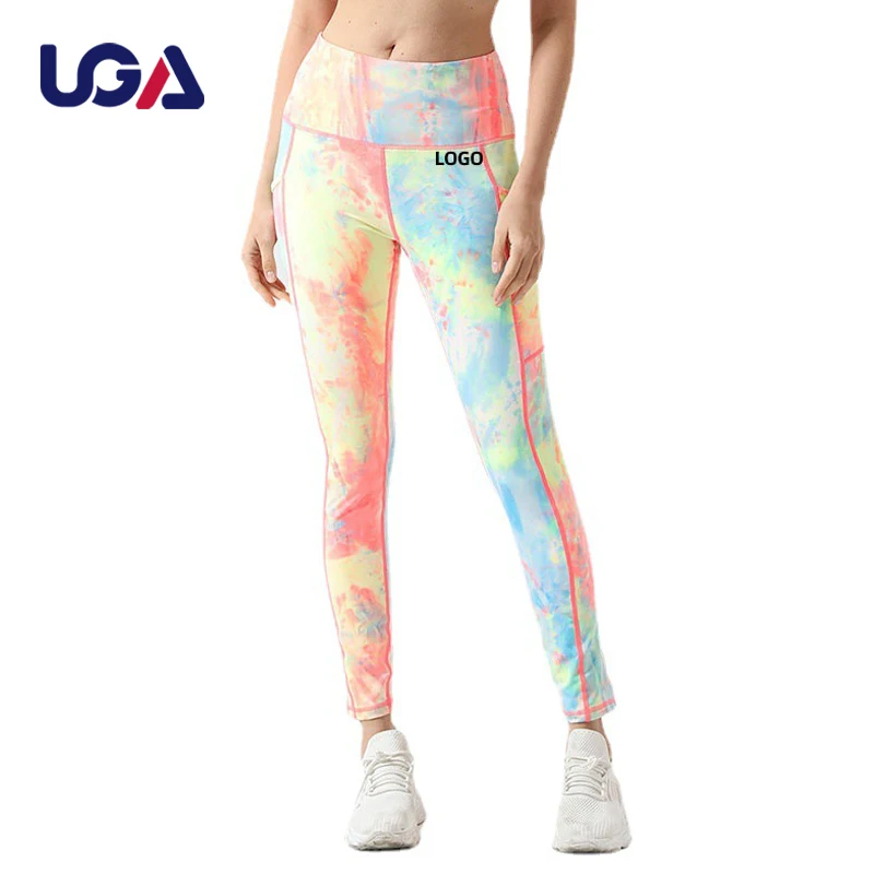 Factory High Waist Bodybuilding Clothes Womens Leggings 2022 Tummy Control Tie Dye Printing Pilates Running Compressed Tights