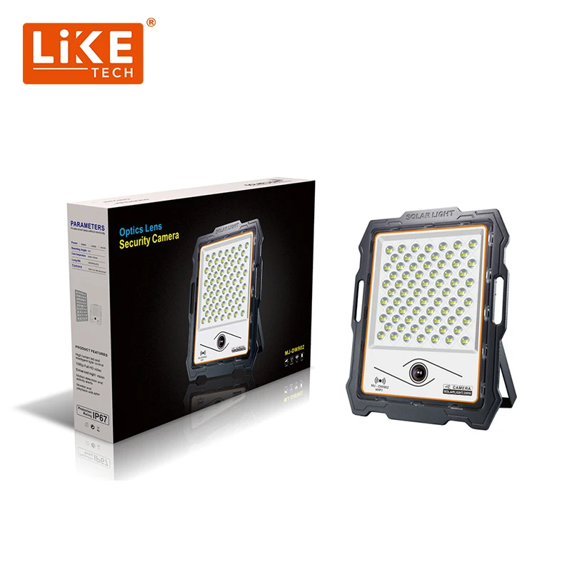 Liketech	 2021 NEW solar street light with cctv camera 100 200W flood lights security lighting outdoor for courtyard,camping use