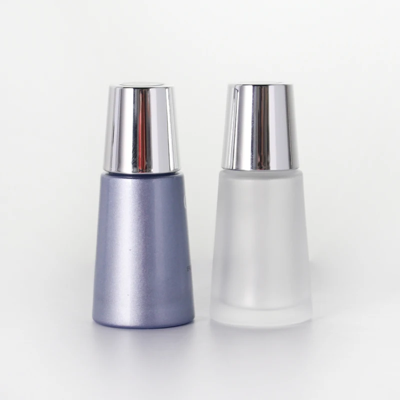 Exquisite triangular conical shape 30ml cosmetic essential oil pagoda glass bottle with dropper