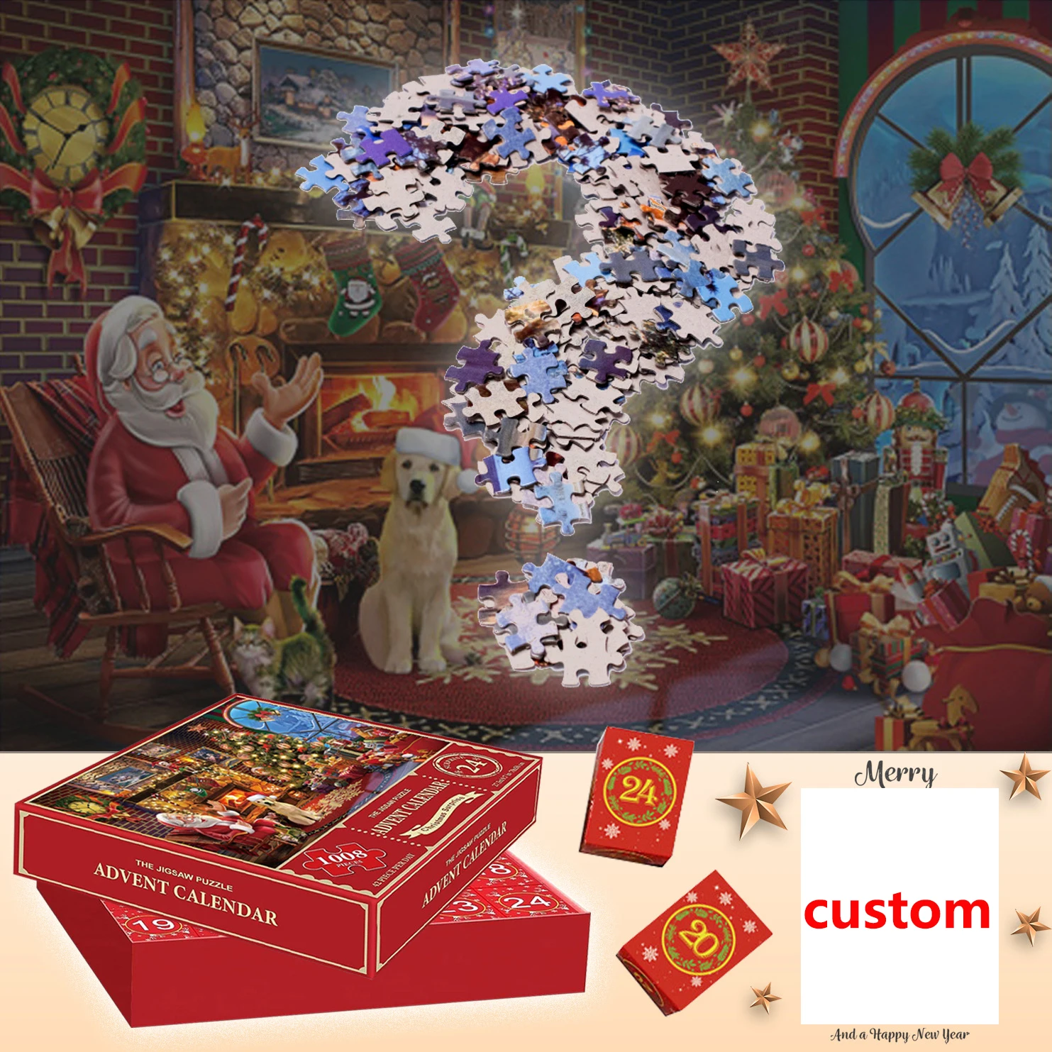 Syh930 Christmas Advent Calendar 2024 Xmas Countdown Calendar Making Kit Gift Custom Advent Calendar Boxes Christmas Gift Boxes