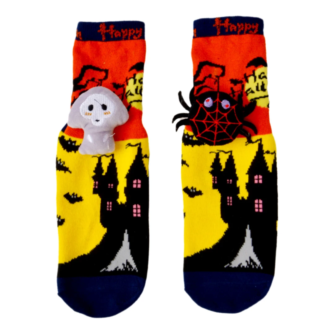 Custom Designed Cute 3D Christmas Gift Socks 100%Cottonn Cartoon Hosiery Girls Anti slip Bottom Funny Christmas socks