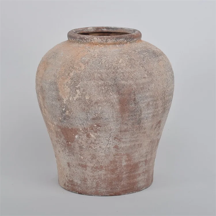 Vintage rustic garden terracotta pottery flower vase indoor decoration floor vase large home decor large vase
