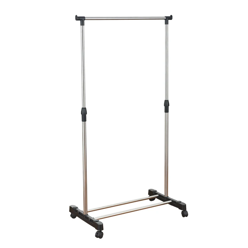 Multifunctional Single Pole Garment laundry retail display Clothes Rack on Wheels