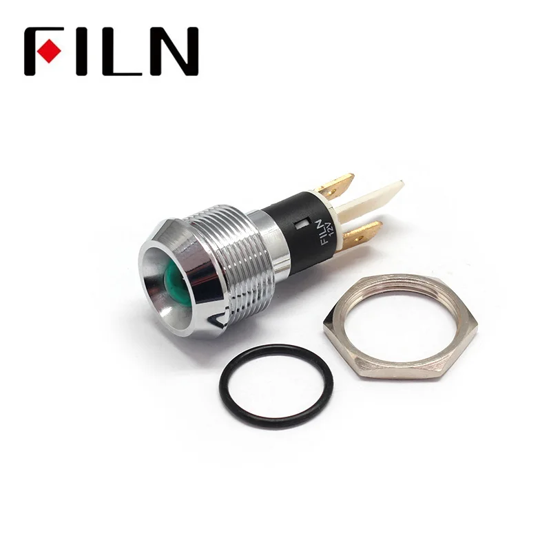 FILN 19mm Good Price High quality Panel Mount Indicator Lights Waterproof ip67 12v Brake Failure Indicator Light