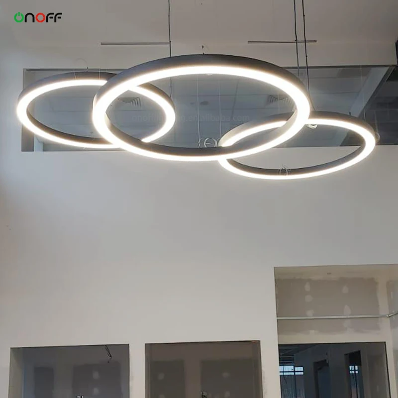 Popular office ceiling light stylish circular shape pendant profile light fixture with hanging cables