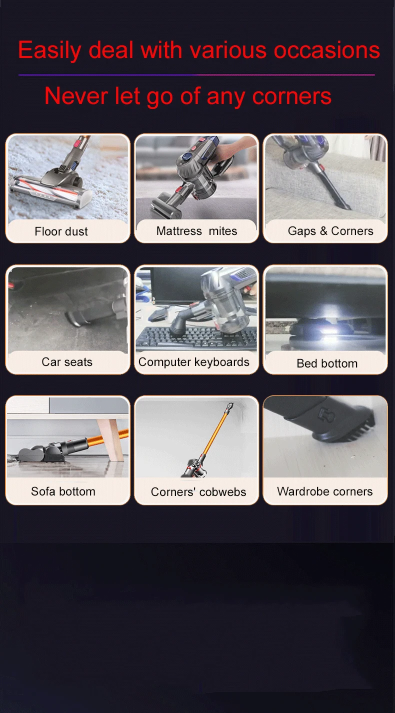 Перезаряжаемый портативный беспроводной автоматический ручной пылесос для чистки пола дивана