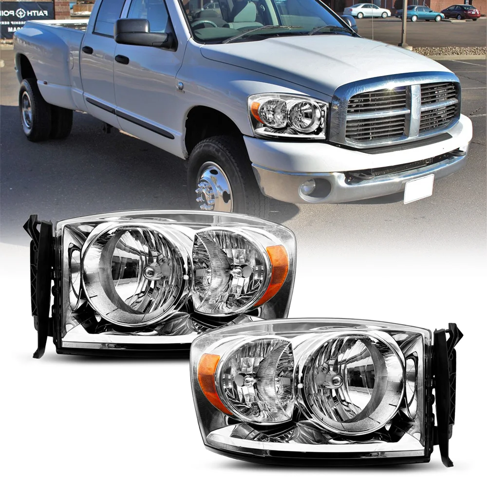 car headlight with chromed housing amber reflector for 2006 -2008 Dodge Ram 1500/2006-2009 Dodge Ram 2500/3500