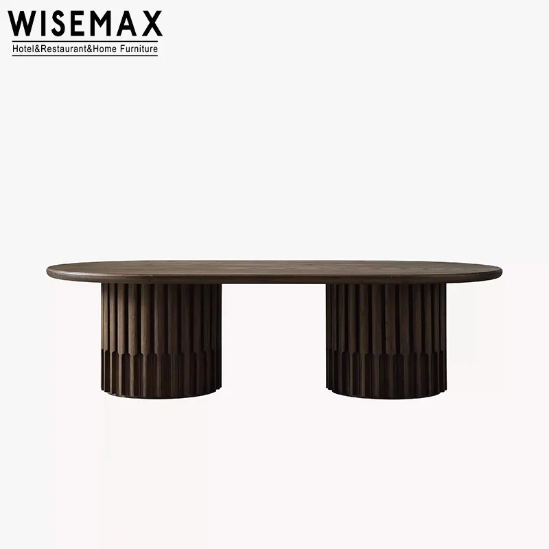 WISEMAX FURNITURE American retro style home coffee table set solid oak wood frame cylinder shaped sofa side table for livingroom