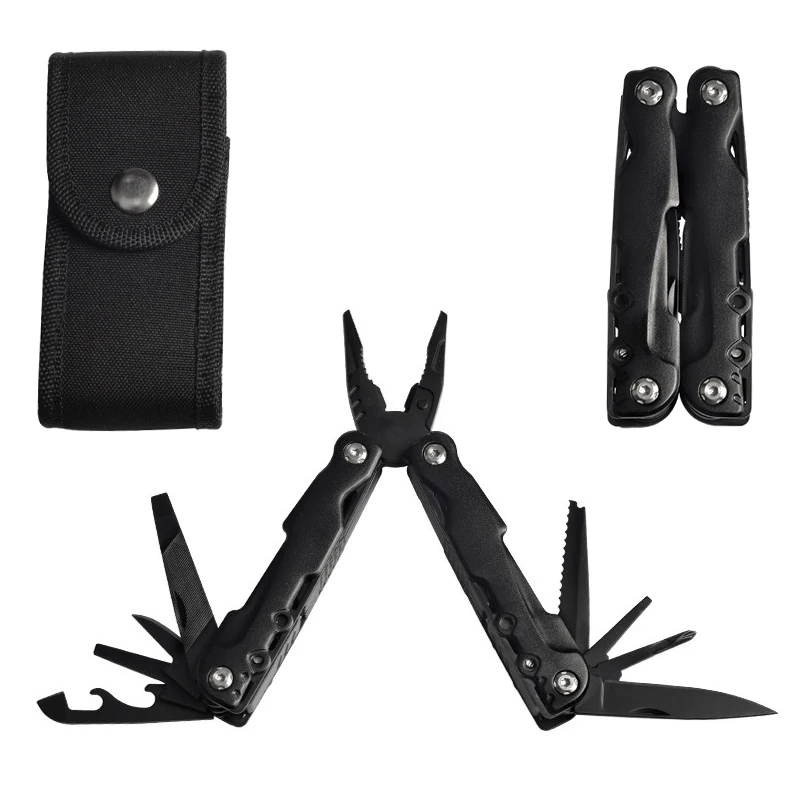 
Quality edc custom logo military outdoor camping function purpose folding pocket survival multi tool pliers with sheath 