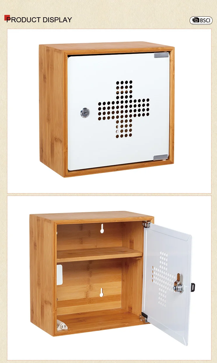New design Bamboo Indoor Wall Mounted Medicine Cabinet for house