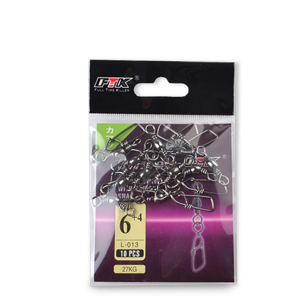 Fish King 10Pcs/Pack 6#/8#/10#/12# Barrel Swivel With Danish Snap Lure Carp Hook Connector Terminal Fishing Tackle