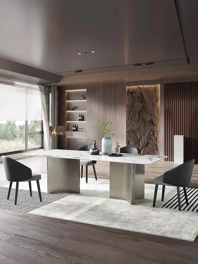 Modern home furniture dinning room luxury dining table metal table and chair set