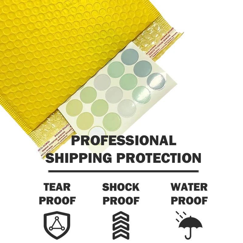 Custom Packaging Padded Envelopes for Shipping Yellow Bubble Envelope Plastic Packing Poly Bubble Bag for Protective