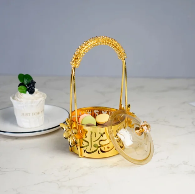 Middle East Arab Decor Gold Iron Tray Electroplated Snack Candy Box