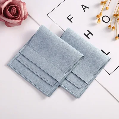 Custom Size Color and Logo Printed Small Envelope Flap Jewellery Package Pouch Microfiber Jewelry Bag