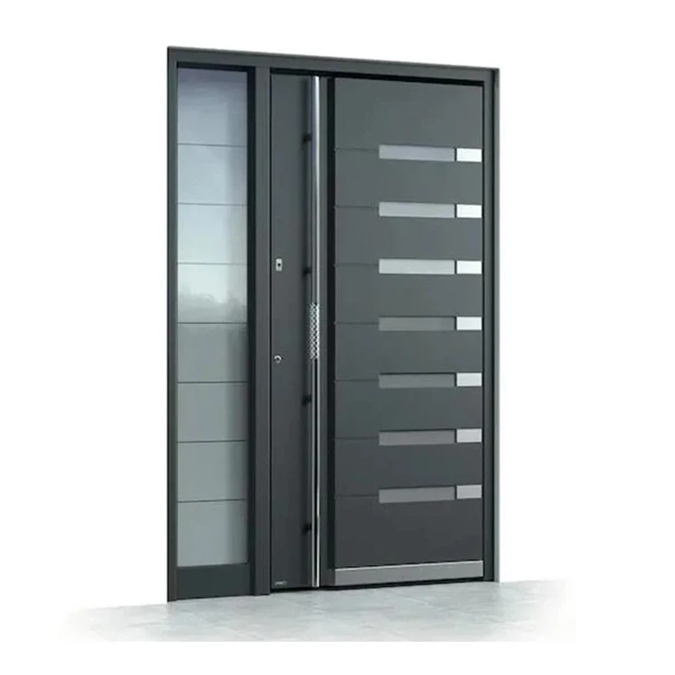 Modern design waterproof anti-theft residential entrance front entry security stainless steel door with smart lock