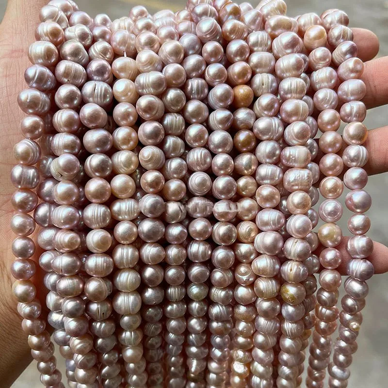 4mm to 10mm Zhuji Real Baroque Pearl Loose Beads Natural Freshwater Round Pearl Threaded for DIY Bracelet Necklace Making