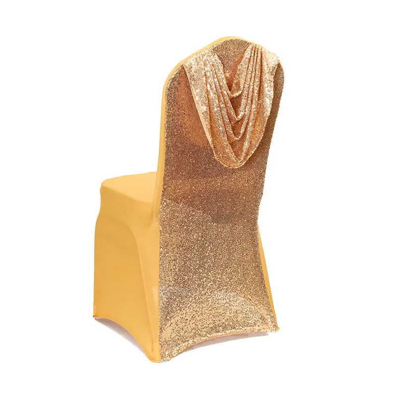Wholesale Rose Gold Shinny Glitter Spandex Chair Covers For Wedding Banquet Party