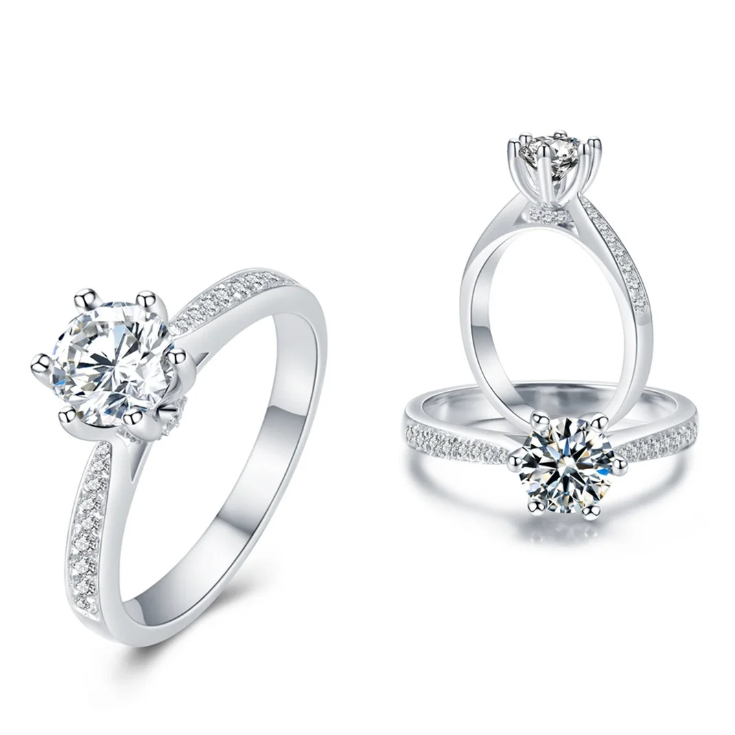 wedding set Luxury Custom 18K Solid Gold Ring round brilliant cut 0.5 ct Moissanite Vintage Engagement Ring with certificate