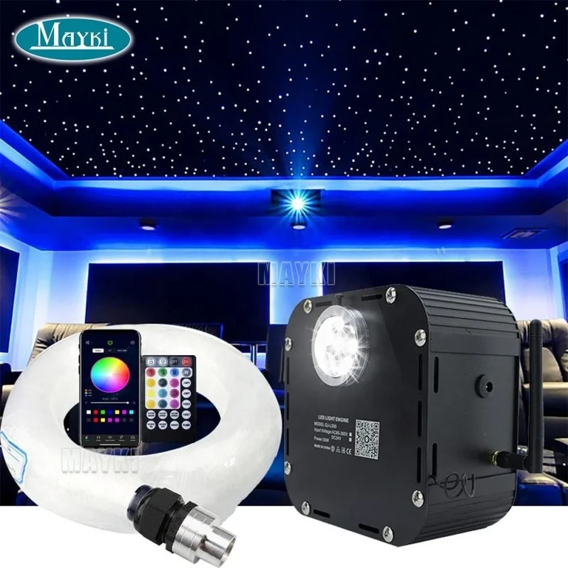 950 Points 20sqm Twinkle Warm White Star Fiber Optic Ceiling Light Kit with 50W RGBW LED Light Source