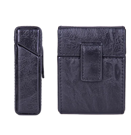 Portable Leather Soft Cigarette Box Cigarette Pack Lighter Position Cigarette Case