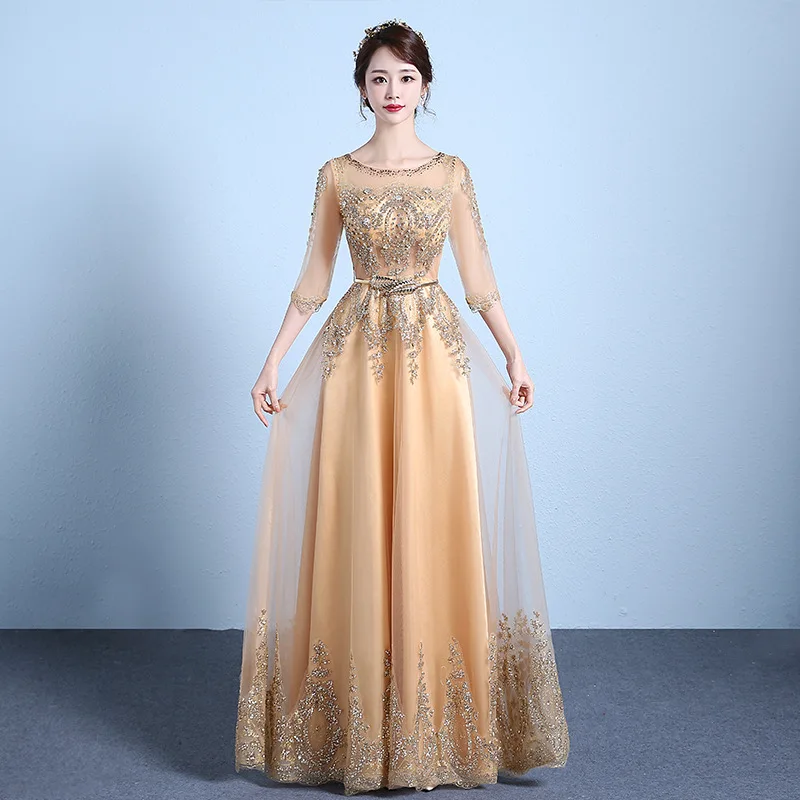 
DS1073 Dropshipping Women Elegant Half Sleeve Bling Embroidery Mermaid Gowns Vestido De Festa Prom Evening Dress 