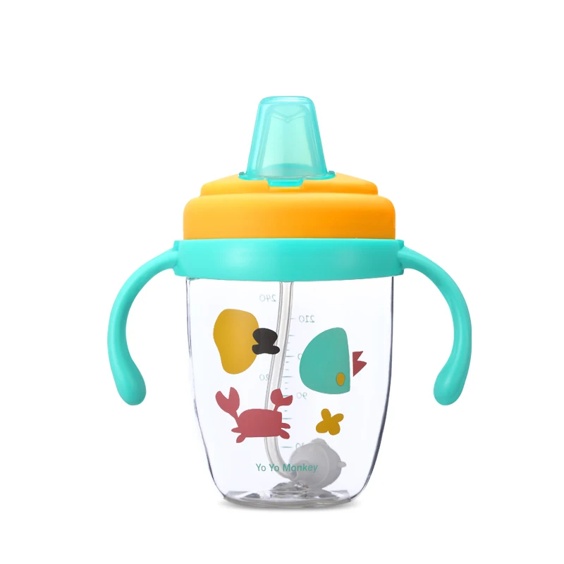 New Arrival Bpa Free Leak-proof Tritan Plastic Water Bottle Drinking with Detachable Handle and Soft Silicone Spout 240ML