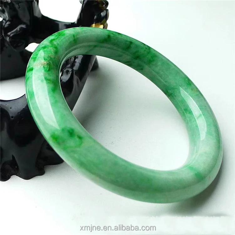 Certified Grade A Myanmar  Jade Bracelet Is Circle Old Pit Ice Waxy Orchid Floating Green Jade Bracelet Round Bar Pendant Female