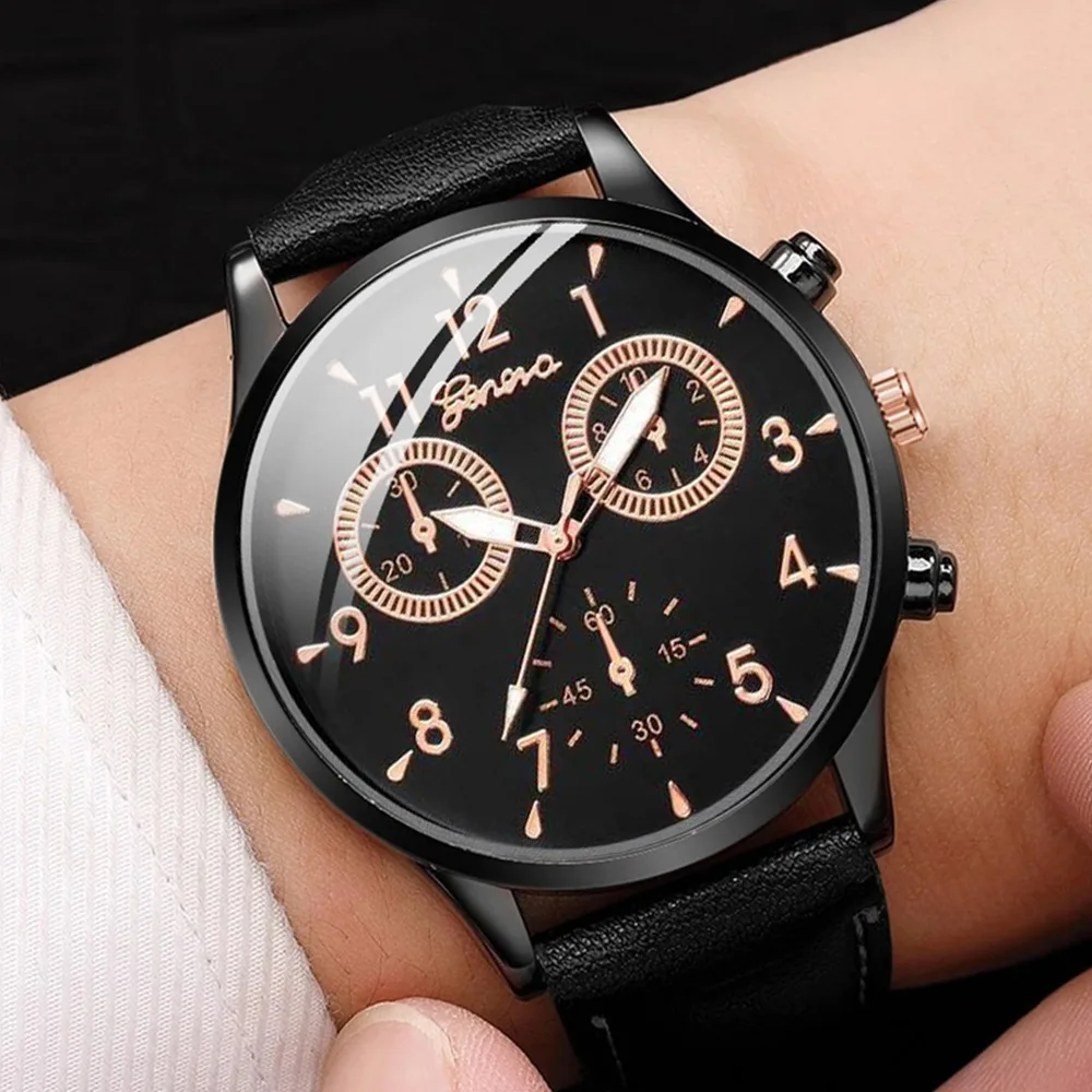 Glass Round Super Clone Watch Fashion Business Chain Watches For Men Water Resistant Versatile Silver Watch Bracelet Set