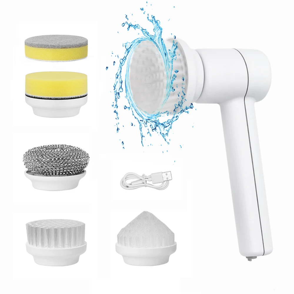 Jesun 2024 New Electric Spin Scrubber Coredless Cleaning Brush Electric With Replaceable Sponge Scrubber Dishwashing Brush