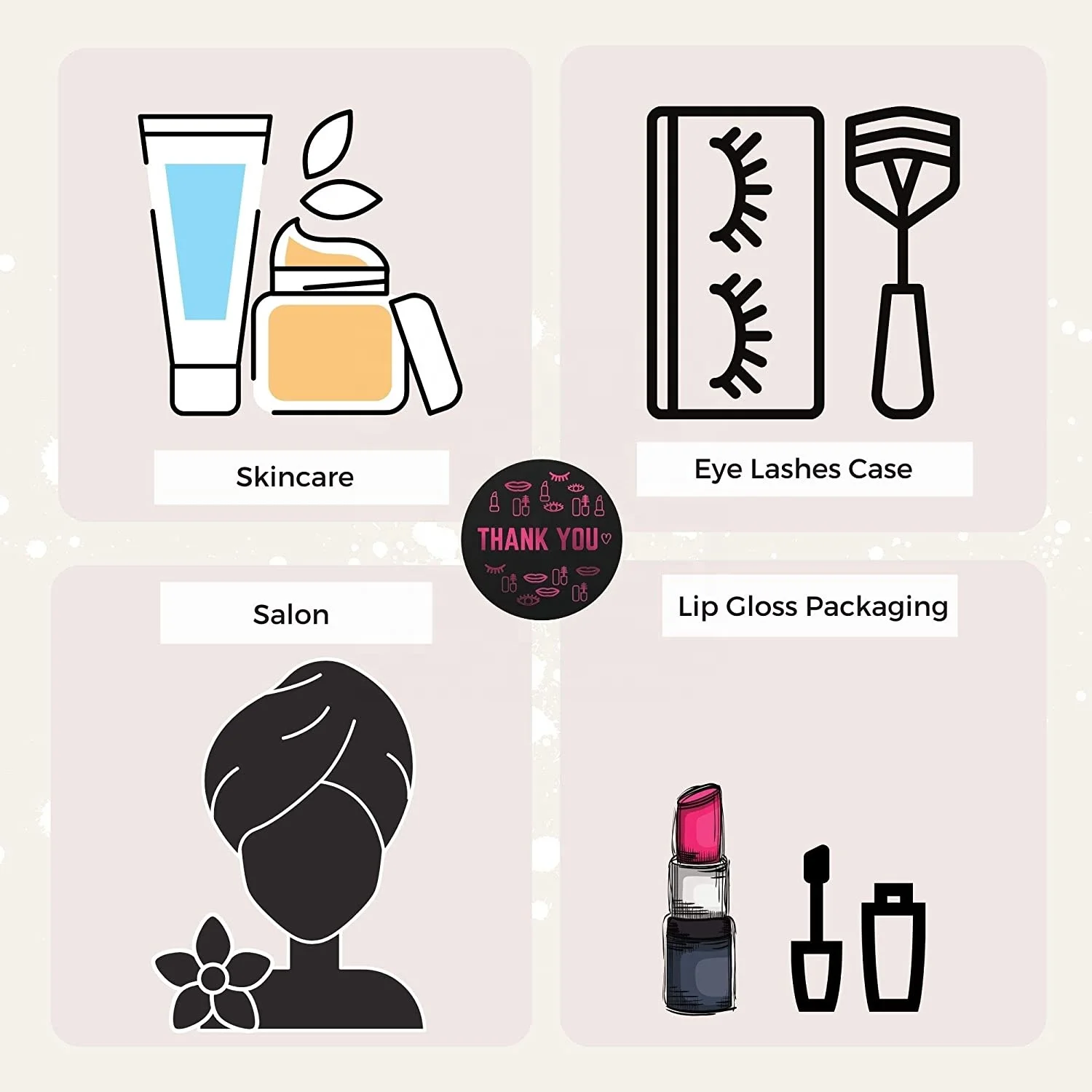 Thank You Stickers Roll Lip Gloss Packaging 500 Labels for Small Business, Salon & Beauty Store Eyelash Bags