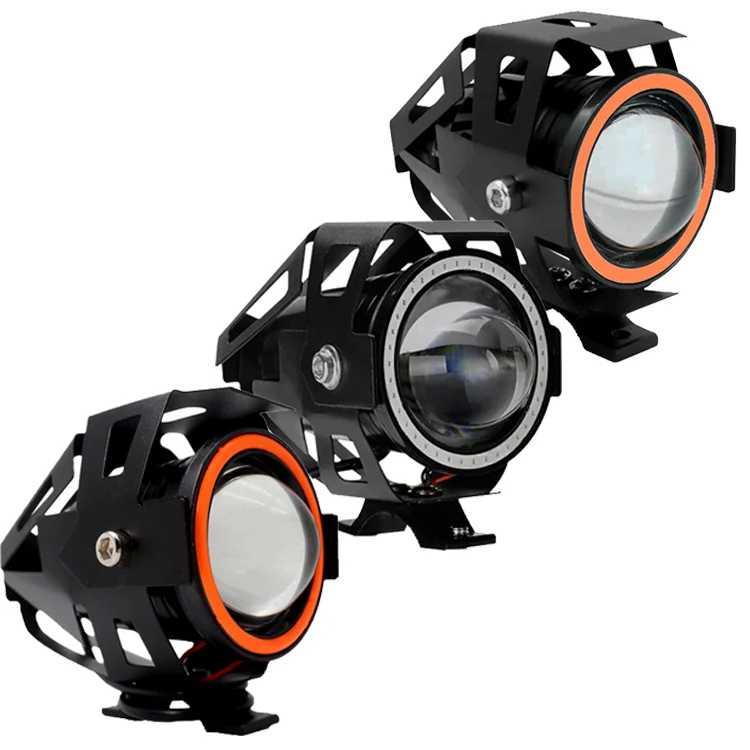 U7 led motorcycle headlamp 12v 24v led fog light with flashing u7 motorcycle lens led projector light motorcycle lighting system