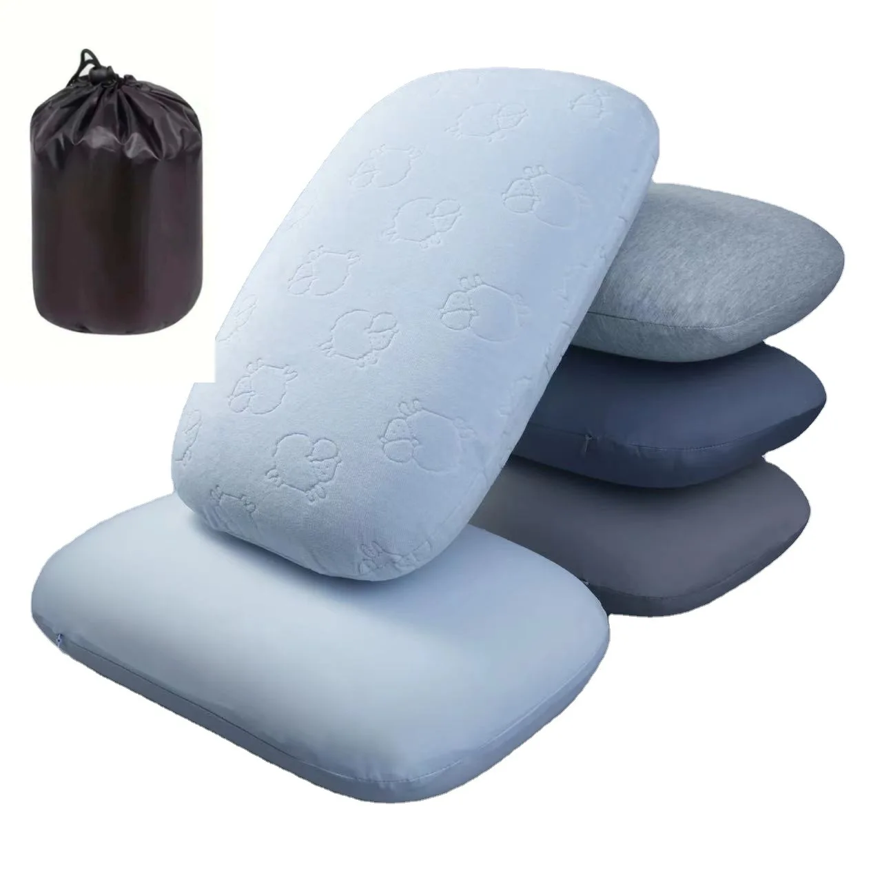 38x26cm Small Memory Foam Travel Pillow for Camping or Airplane - Breathable Cover Ideal Backpacking, Airplane
