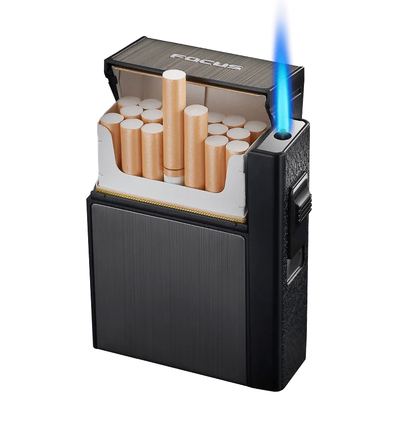 YH035F  USB rechargeable Metal cigarette case with detachable lighter one jet flame windproof type