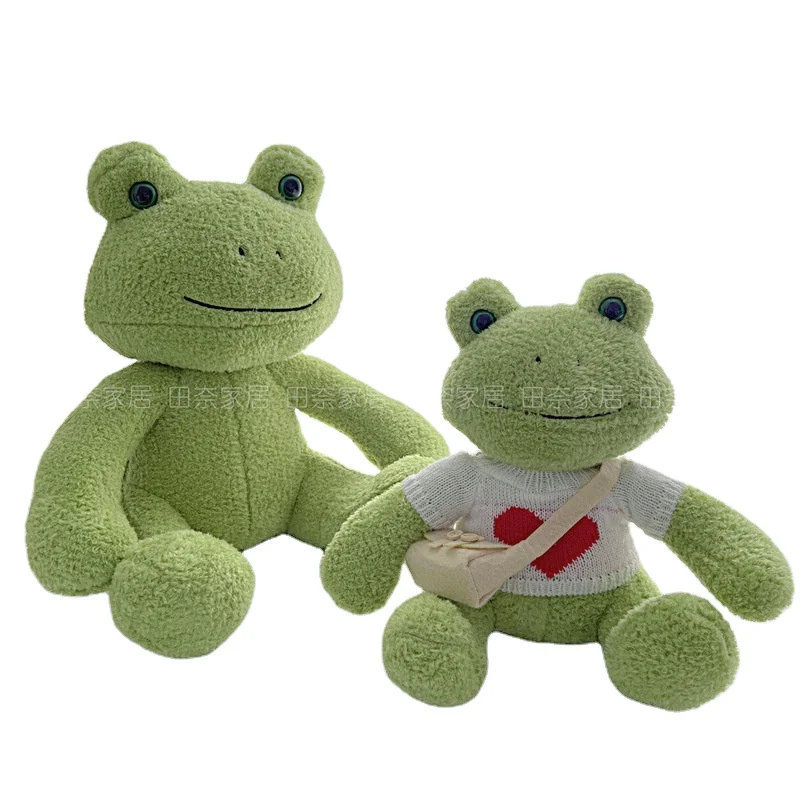 Custom 25cm Design Soft Stuffed Animal Frog Plush Toy With Sweater Wholesale Cute OEM Plush Frog Toys For Claw Machine