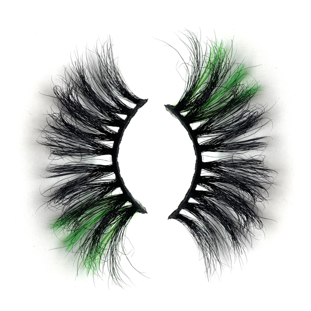 Wispy Colored full strip real mink Lashes 25MM 3D Color fluffy russian False Eye Lashes Colorful Eyelashes