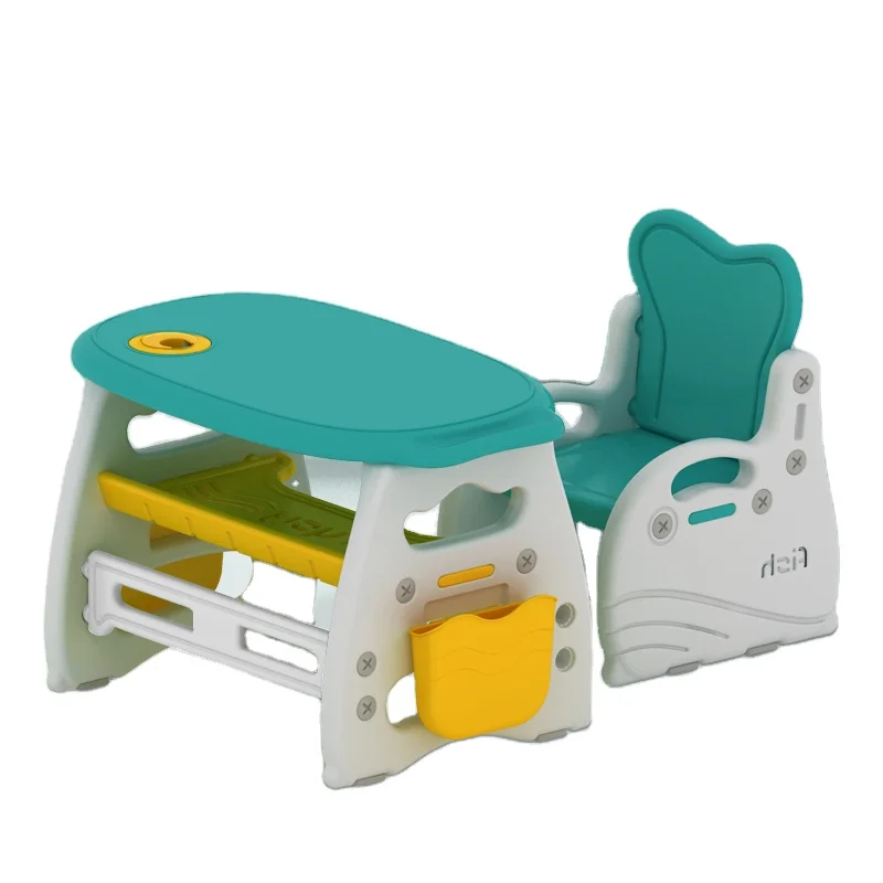 cute Baby table Plastic Homework Desk Children Furniture Study  Dining Tables and Chair Set