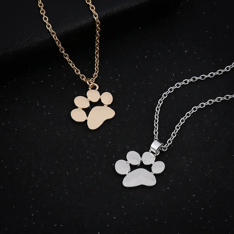 Fashion Personalized Dog necklaces Lovers Gifts Gold Plated Pendant Necklace Cat Dog pets Paw Charm dog paw necklace