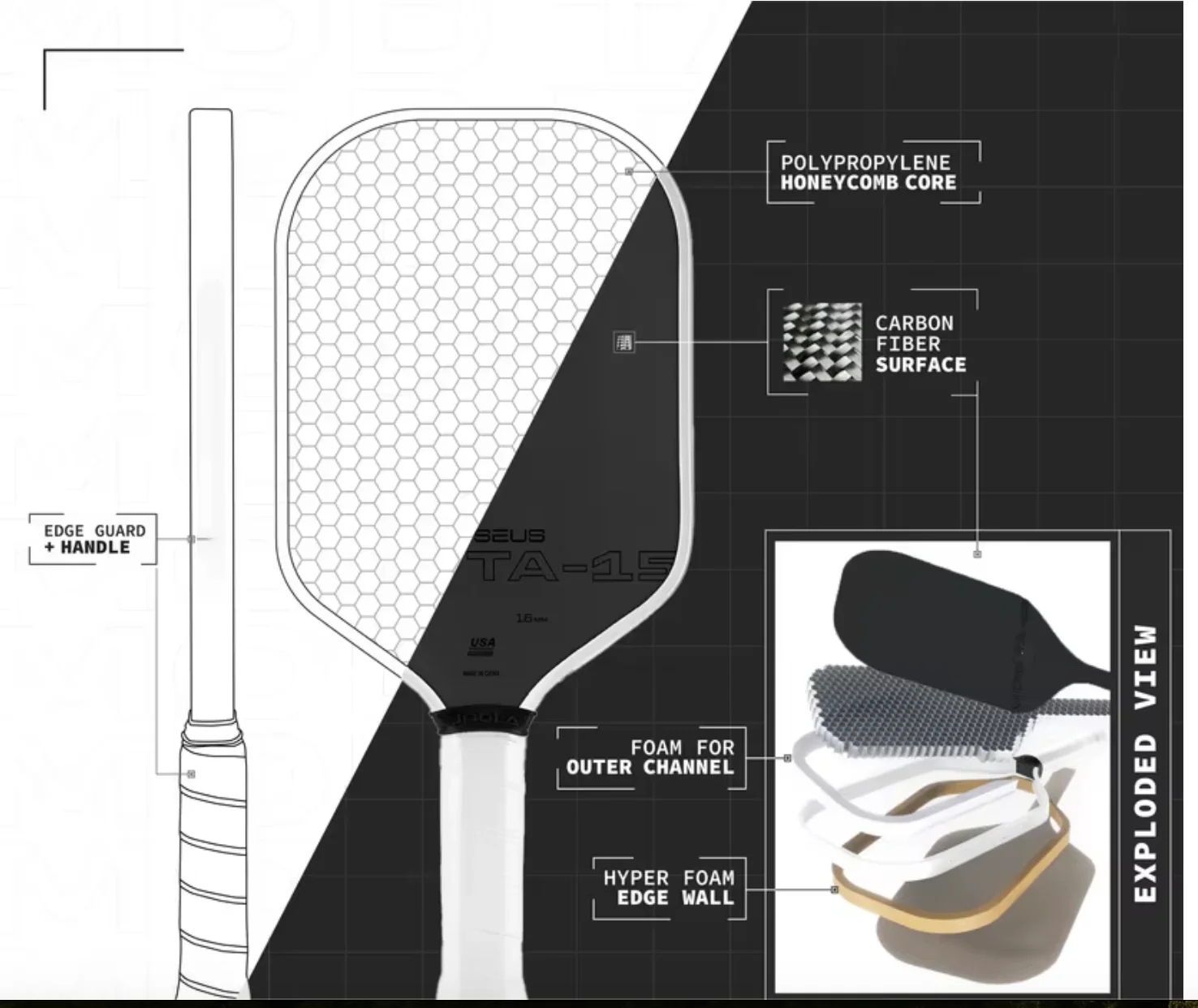 JOOLA Perseus MOD TA 15 Pro Player Edition Pickleball Paddle USAPA Approved Gen 3 Propulsion Core Carbon Surface JOOLA GEN3