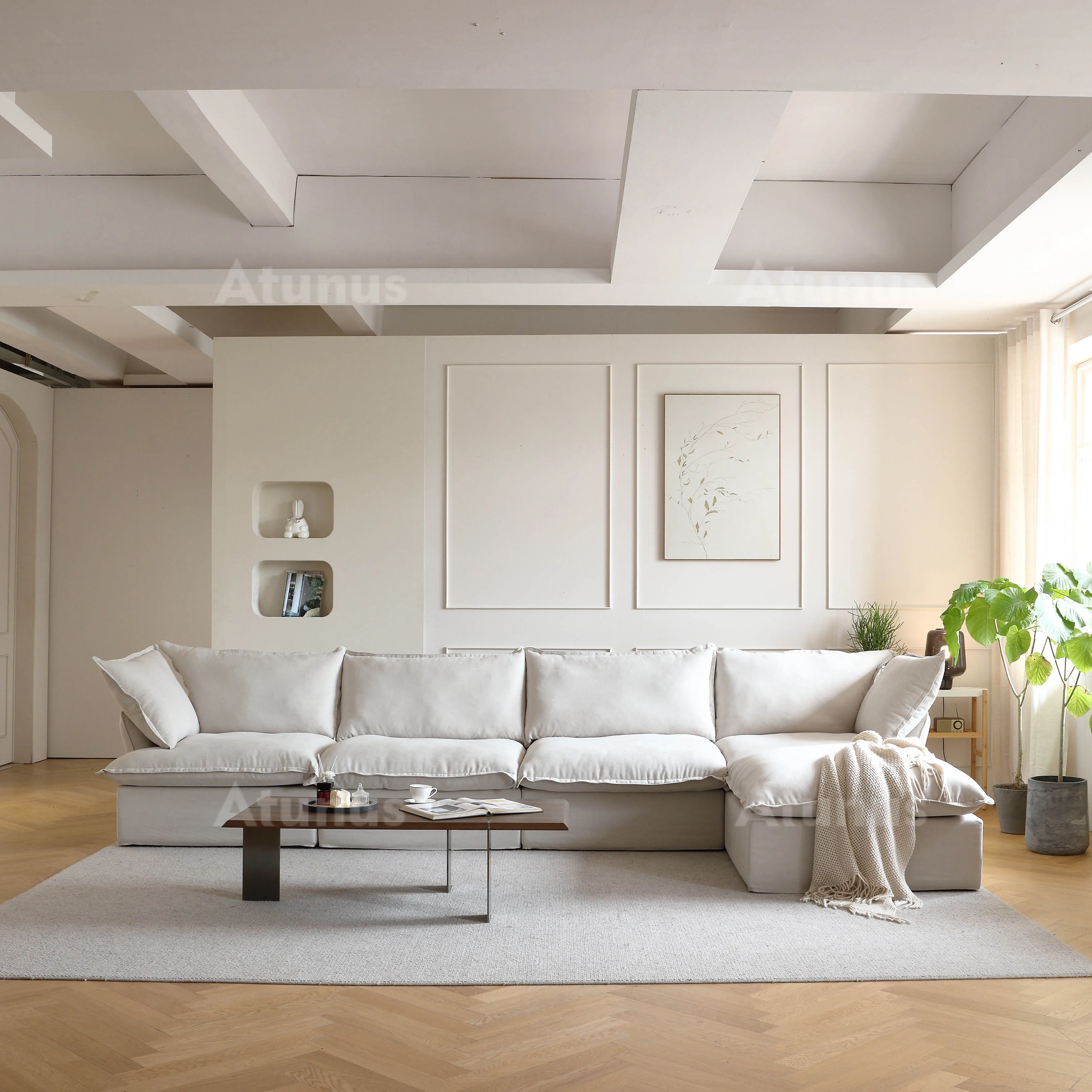 ATUNUS comfortable 4 seater couch Living Room Furniture U shaped reclining sofas estilo modern Modular Sectional Sofa Set