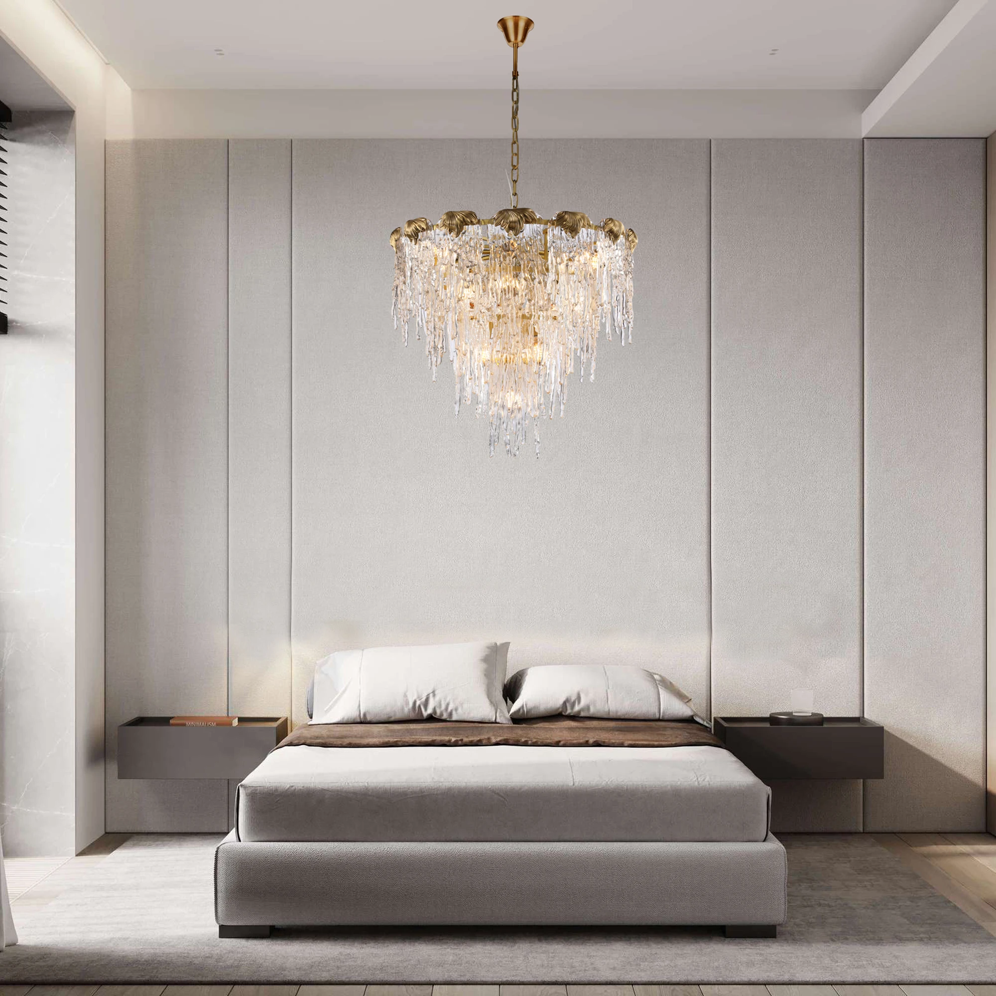 Hot sell brass luxurious Handmade glass Round villa pendant lamp for dining room decoration chandelier