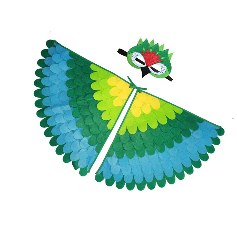 Cosplay Peacock Bird Costumes Parrot Wings Mask Cloak Kids Birthday Halloween Girls Boys Animal Clothes