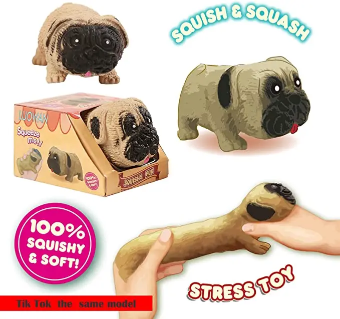 Squishy Fidget Sensory stress pug dog toys, Decompression squishies Squeeze anxiety relief chubby puppi