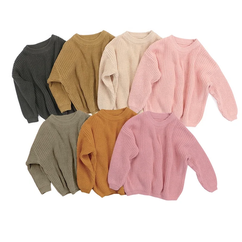 Hot Selling Autumn Long Sleeve 100% Cotton Solid Loose And Comfortable Pullover Unisex Wholesale Baby Sweater